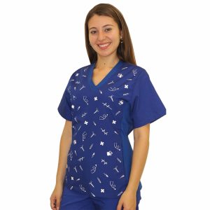 Clinico estampado blanco - azul rey