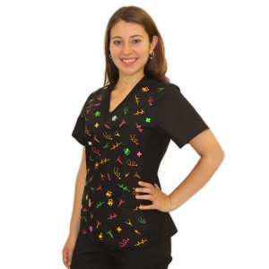 Delantal clínico estampado colores - Negro