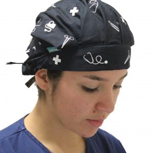 Gorro azul marino clínico estampado blanco-mujer