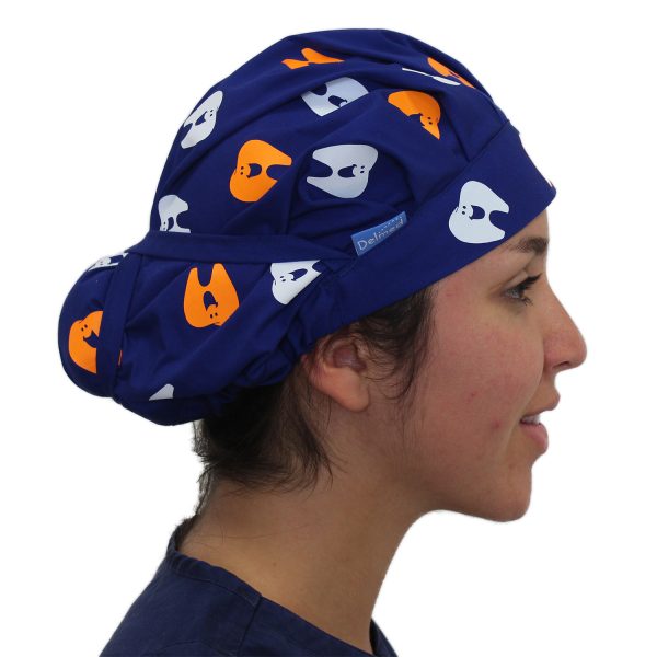 Gorro Azul Rey Dientes Solidos Blanco - Naranjo - Mujer