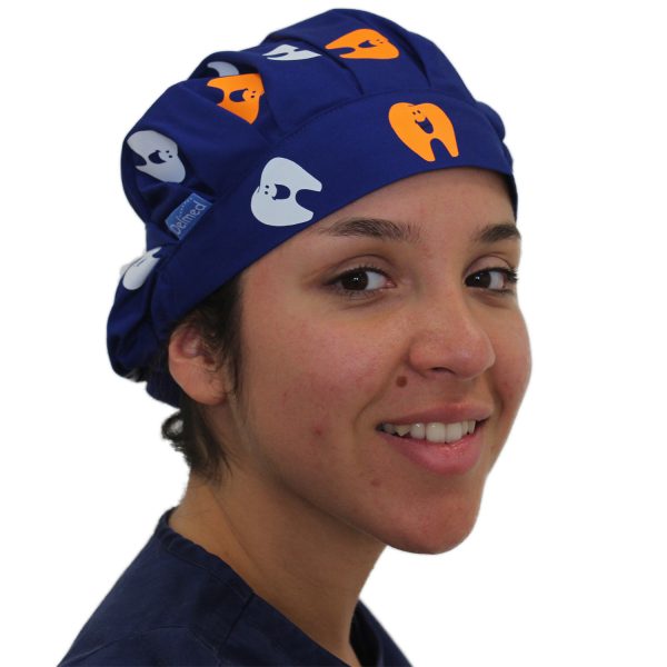 Gorro Azul Rey Dientes Solidos Blanco - Naranjo - Mujer