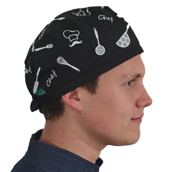 Gorro De Cocina Negro Con Diseño Unisex - Imagen 2