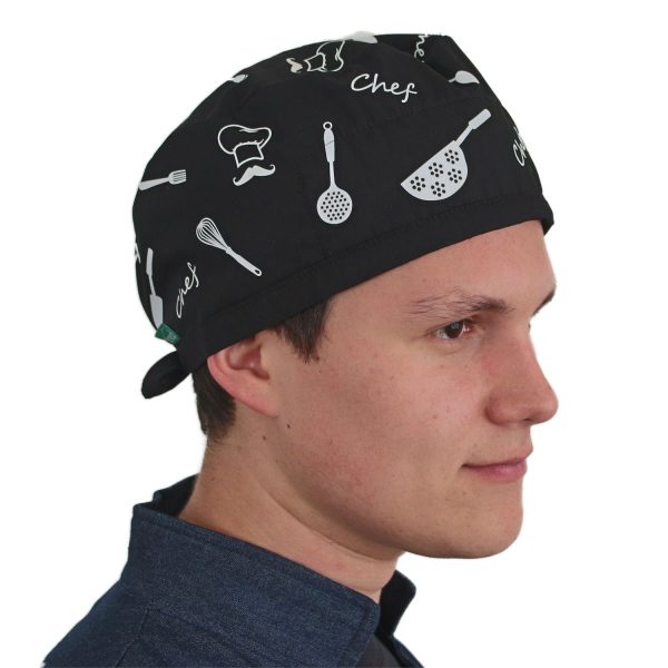 Gorro De Cocina Negro Con Diseño Unisex