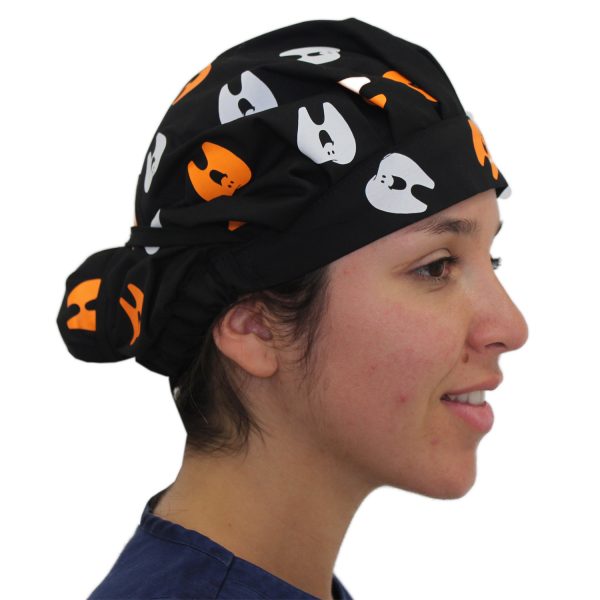 Gorro Negro Dientes Solidos Blanco - Naranjo - Mujer