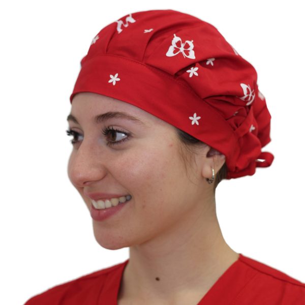 Gorro Rojo Mariposas & Flores - Mujer