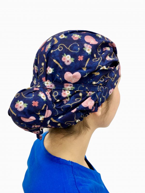 Gorro estampado azul marino y corazones rosados-Mujer