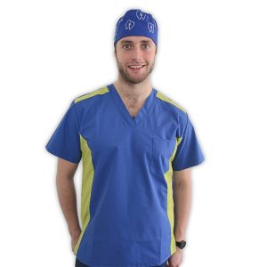 Polera clínica hombre azul rey-verde